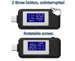 Digital USB-C Tester Voltmeter Ampermeter Voltage Current Meter USB C