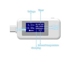 Digital USB-C Type-C Tester Voltmeter Ampermeter Voltage Current Meter KWS-1802C