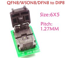 QFN8 zu DIP8 Adapter 6x5mm Pitch 1,27mm WSON8 DFN8 MLF8...
