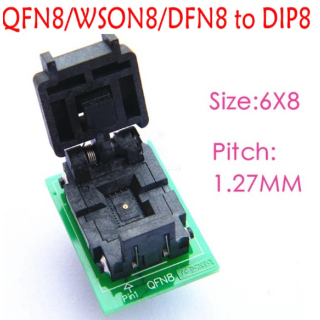 QFN8 zu DIP8 Adapter 6x8mm Pitch 1,27mm WSON8 DFN8 MLF8 zu DIP8