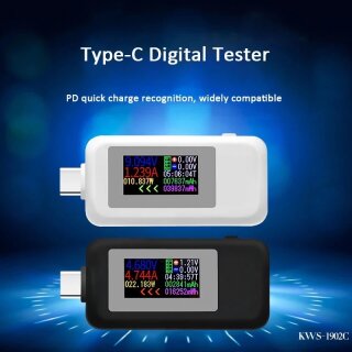 Digital USB-C Type-C Tester Voltmeter Ampermeter Voltage Current Meter KWS-1902C
